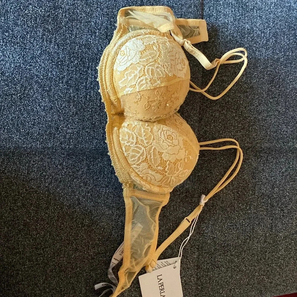 NWT LA PERLA Maharani Gold Lace Push Up Bra size 34B - Picture 3 of 5